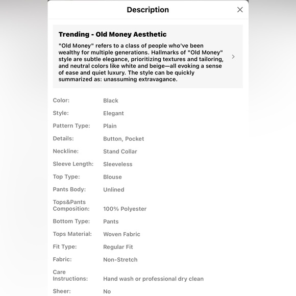 Elegant Mock Neck Sleeveless Top & High Waist Pants Slanted Pocket Cuffed Bottom - Picture 6 of 6